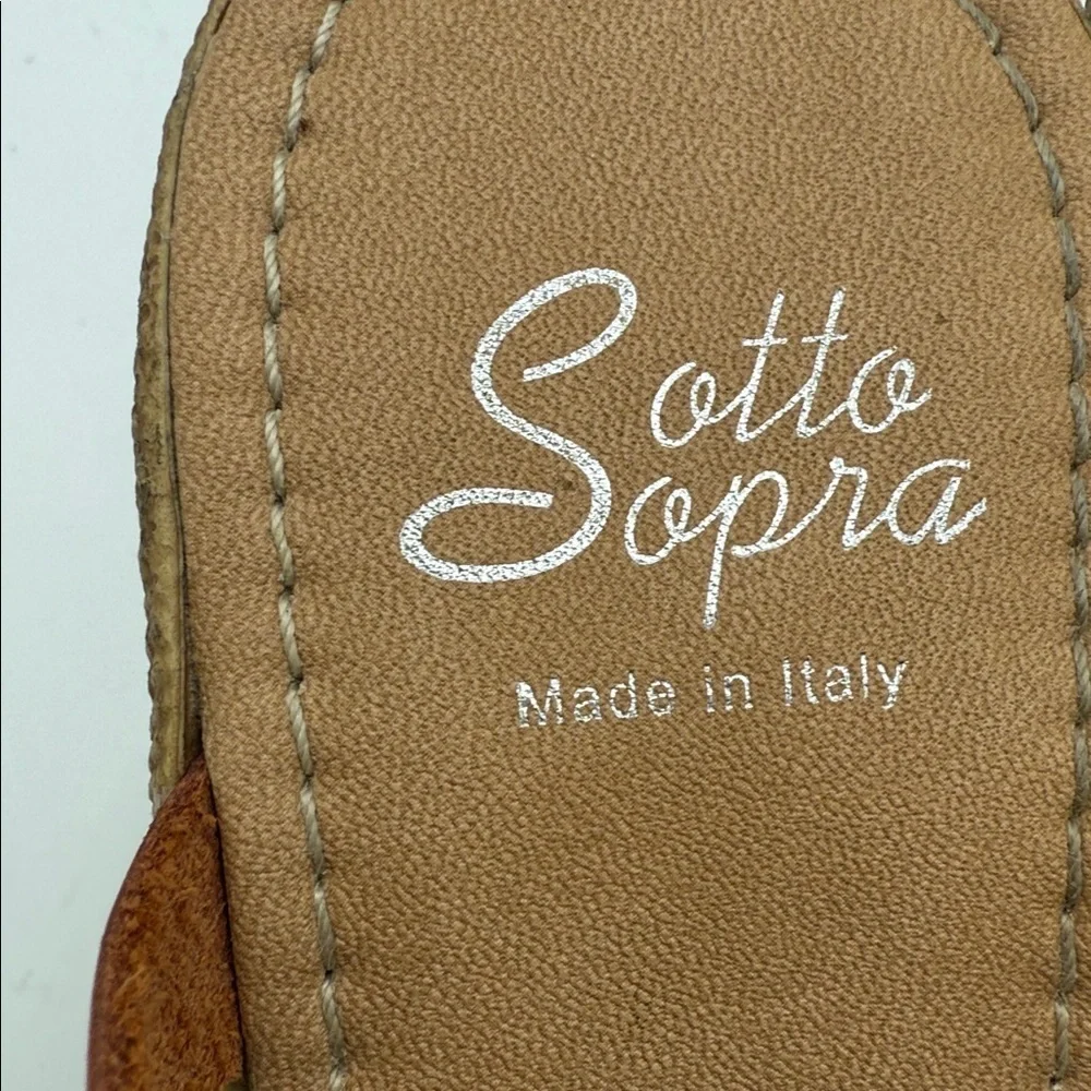 Sotto Sopra  Women's Pink and Orange leather Wedge Sandals 8 slip on casual Y2K